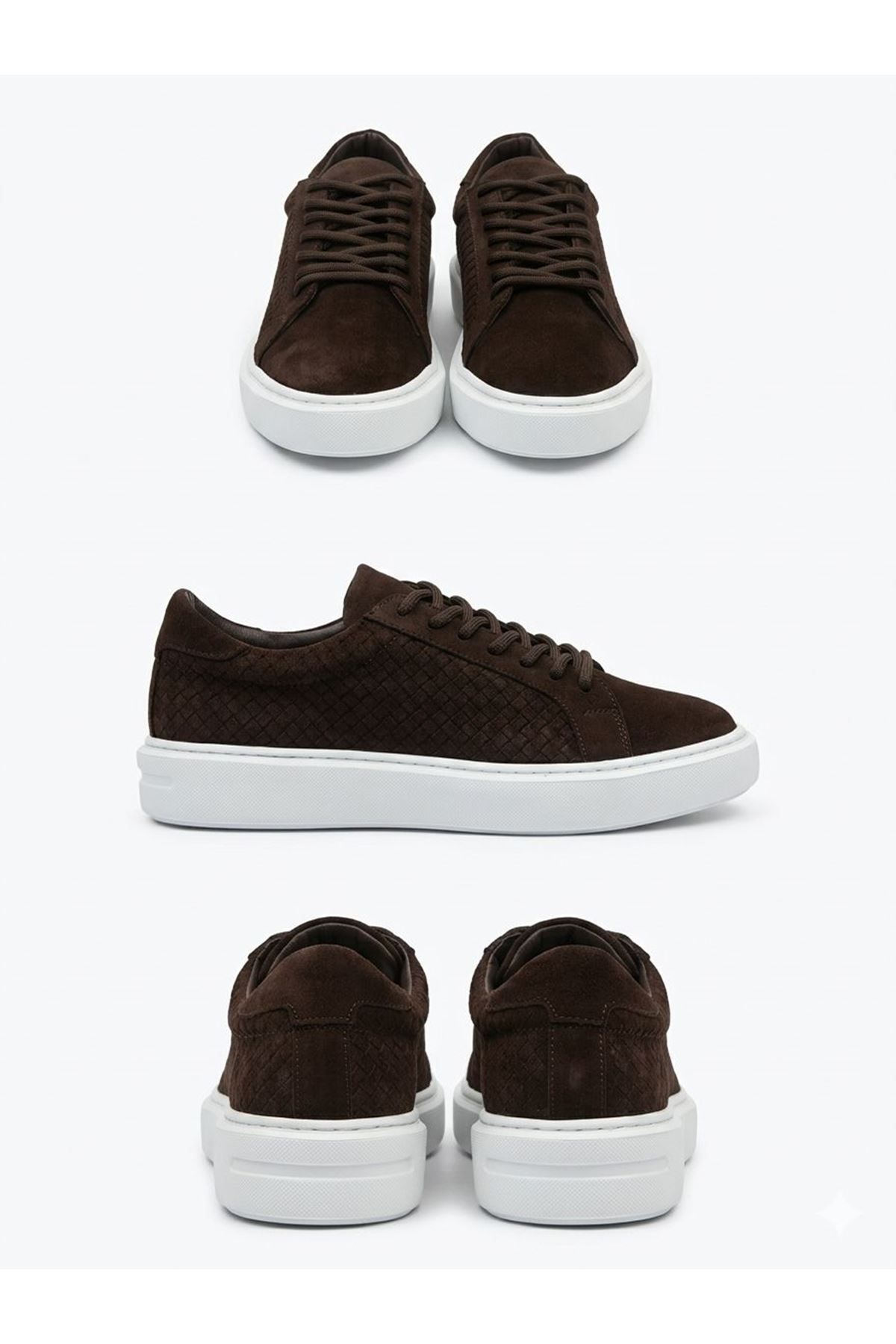 SÜET DESENLİ EVA TABAN DERİ AYAKKABI (KAHVERENGİ)