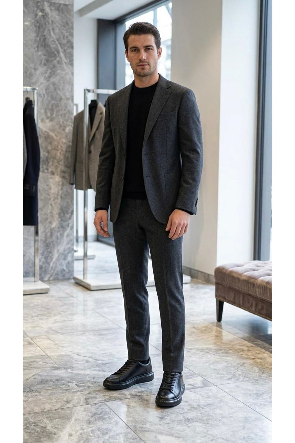 SİYAH EVA TABAN DERİ AYAKKABI 