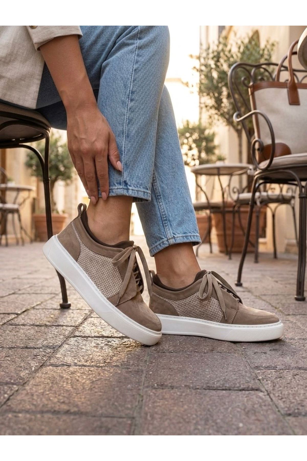 EasyWalk BEJ SÜET DERİ SNEAKERS 