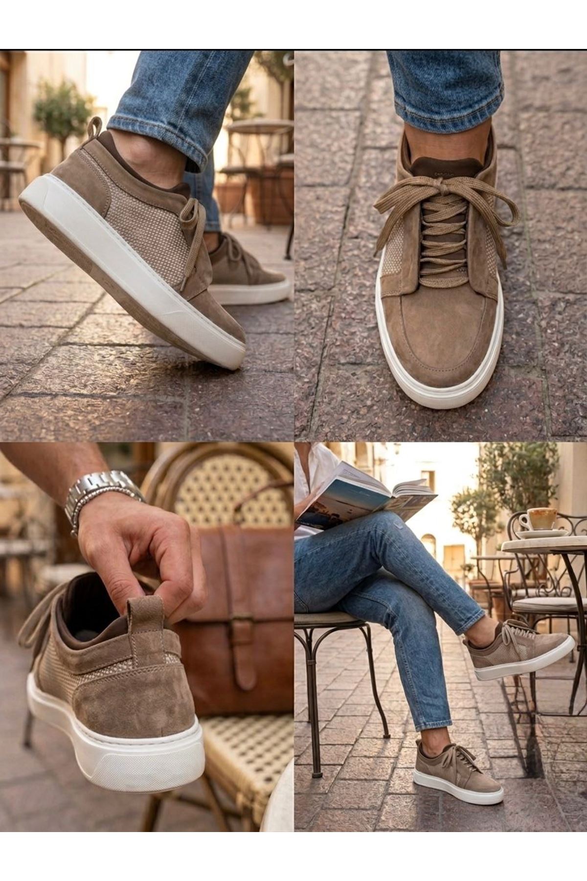 EasyWalk BEJ SÜET DERİ SNEAKERS 