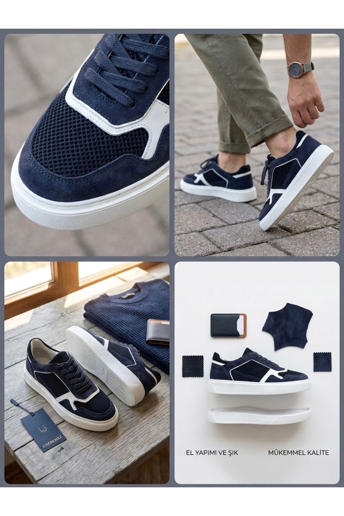 EasyWalk LACİVERT SÜET DERİ SNEAKERS 