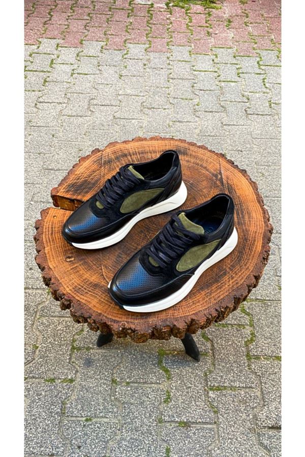 AF 488 SAH DERİ SİYAH&HAKİ SNEAKER