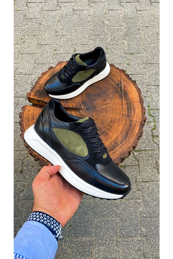 AF 488 SAH DERİ SİYAH&HAKİ SNEAKER