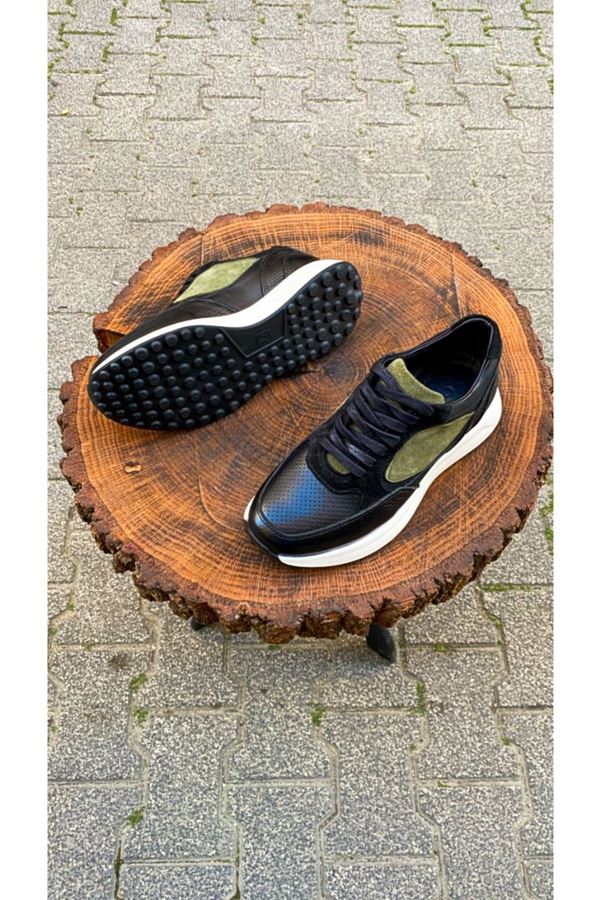 AF 488 SAH DERİ SİYAH&HAKİ SNEAKER