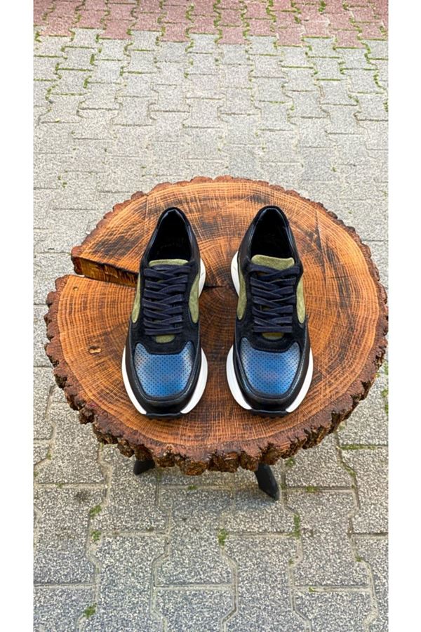 AF 488 SAH DERİ SİYAH&HAKİ SNEAKER