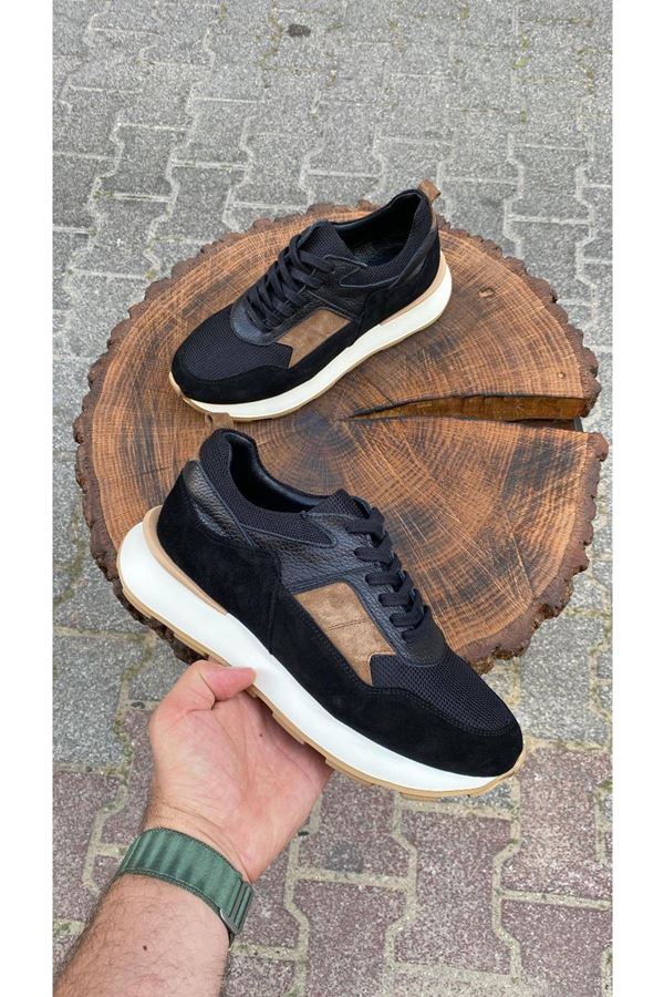 AF 426 KAHVE&SİYAH DERİ SNEAKER MONTE