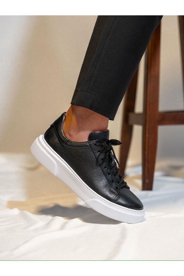 SİYAH BEYAZ  FLOTHER DERİ EVA TABAN AYAKKABI