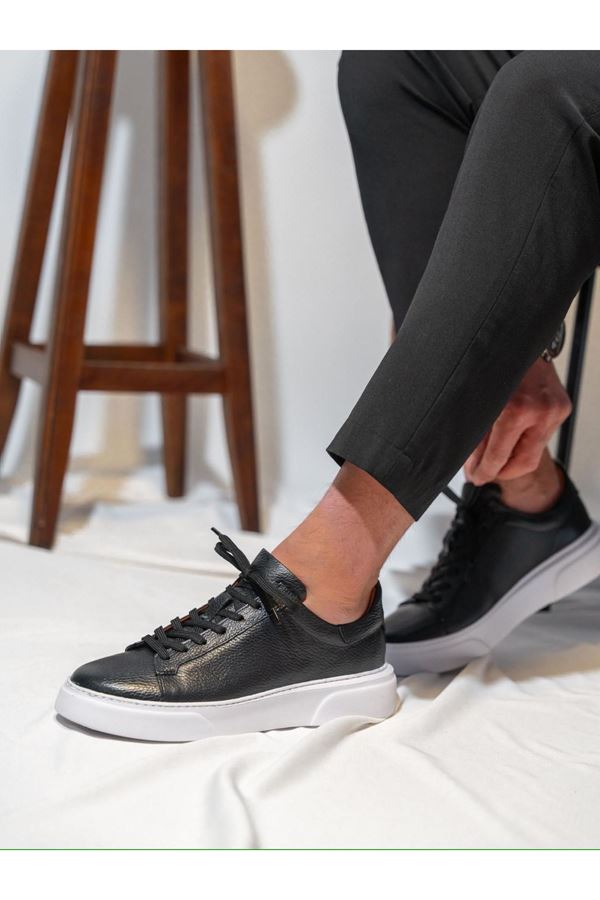 SİYAH BEYAZ  FLOTHER DERİ EVA TABAN AYAKKABI