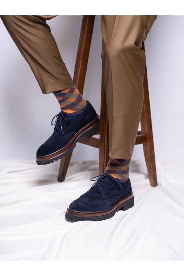 SÜET KALIN TABAN DERİ AYAKKABI MARCAO (LACİVERT)