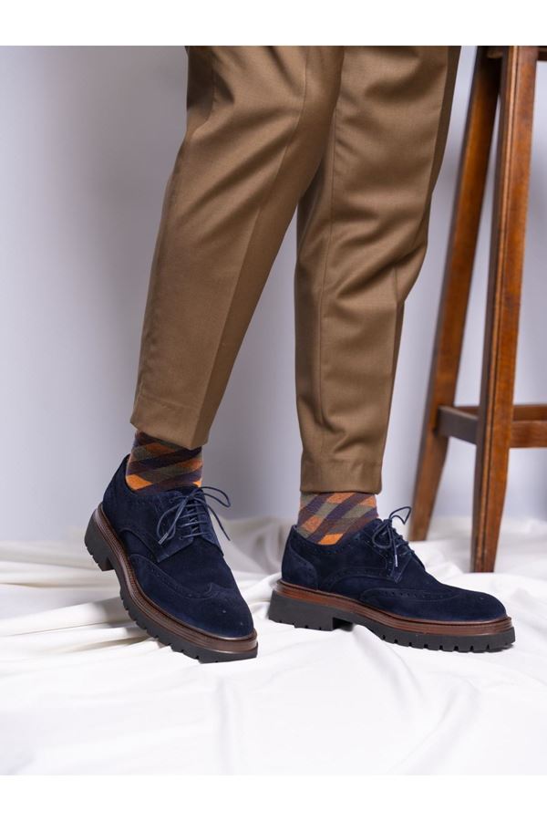 SÜET KALIN TABAN DERİ AYAKKABI MARCAO (LACİVERT)