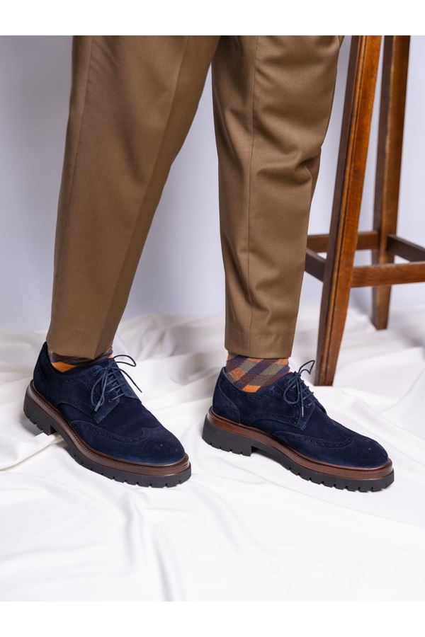 SÜET KALIN TABAN DERİ AYAKKABI MARCAO (LACİVERT)