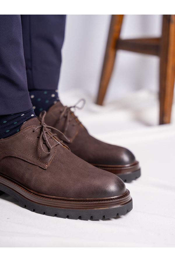 RAMMO hakiki nubuk deri kahve rengi Casual    