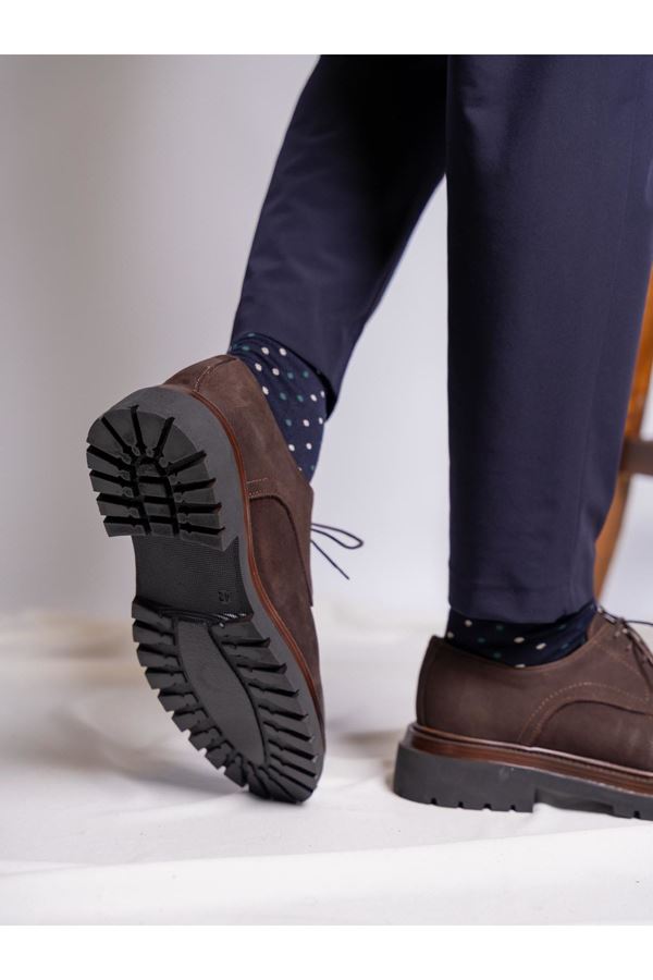 RAMMO hakiki nubuk deri kahve rengi Casual    