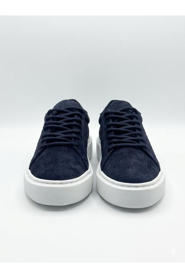 SÜET DESENLİ EVA TABAN DERİ AYAKKABI (LACİVERT)