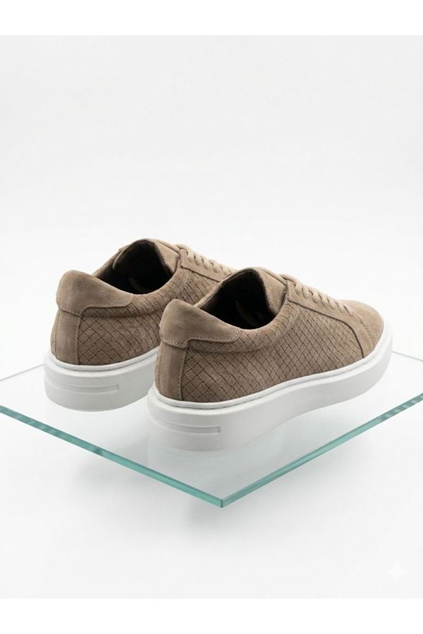 SÜET DESENLİ EVA TABAN DERİ AYAKKABI (BEJ)