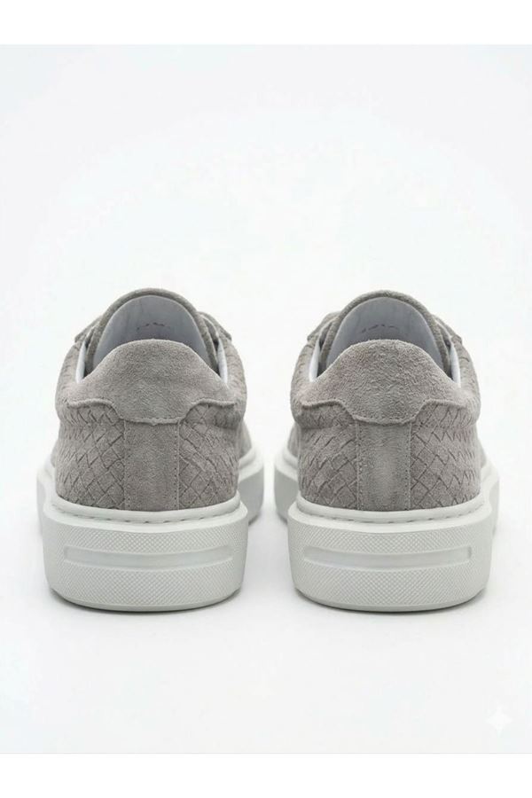 SÜET DESENLİ EVA TABAN DERİ AYAKKABI (GRİ)