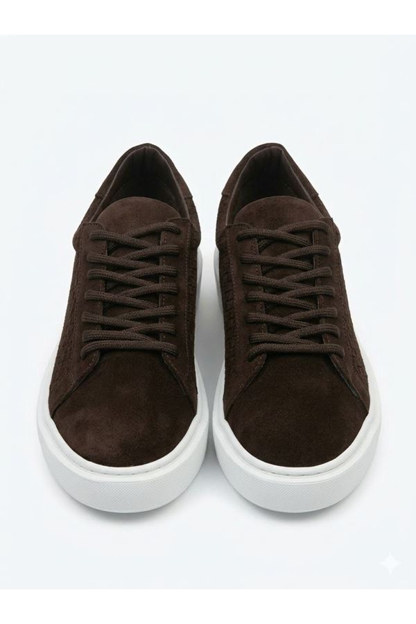 SÜET DESENLİ EVA TABAN DERİ AYAKKABI (KAHVERENGİ)