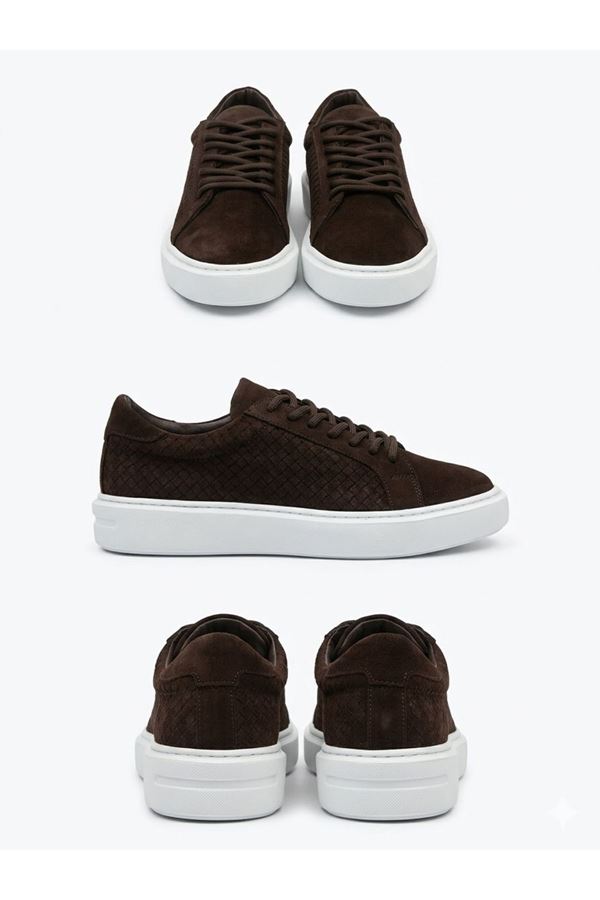 SÜET DESENLİ EVA TABAN DERİ AYAKKABI (KAHVERENGİ)