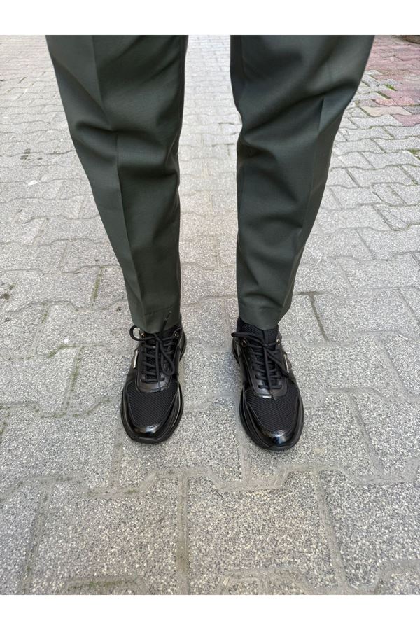 KONFORT TABAN DERİ SPOR AYAKKABI (SİYAH FİLELİ)