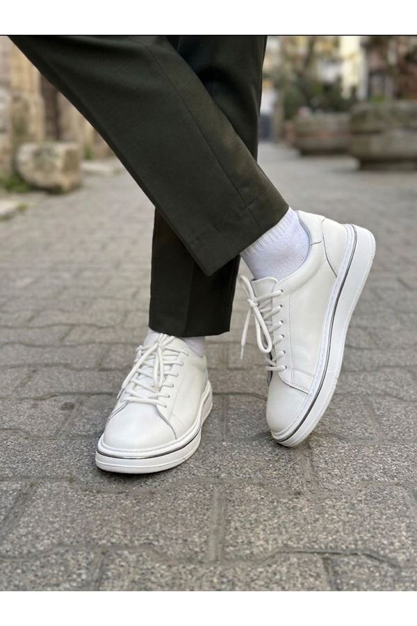 BEYAZ EVA TABAN DERİ AYAKKABI