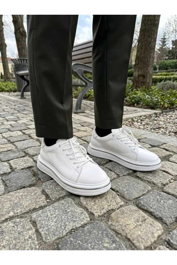 BEYAZ EVA TABAN DERİ AYAKKABI