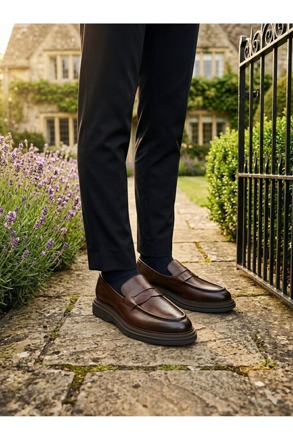 VELARO CASUAL DERİ AYAKKABI (KAHVERENGİ BAĞCIKSIZ) 