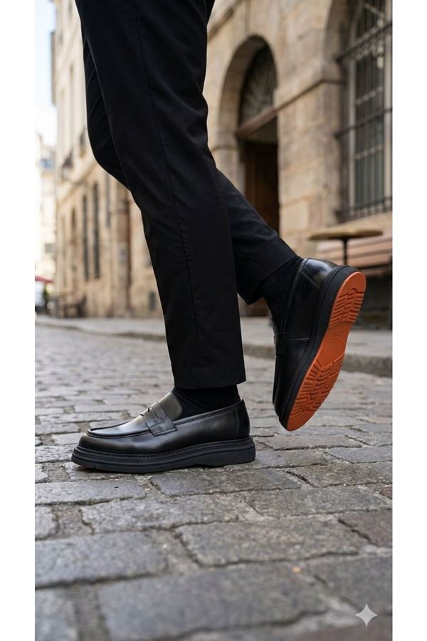 VELARO CASUAL DERİ AYAKKABI (SİYAH BAĞCIKSIZ)