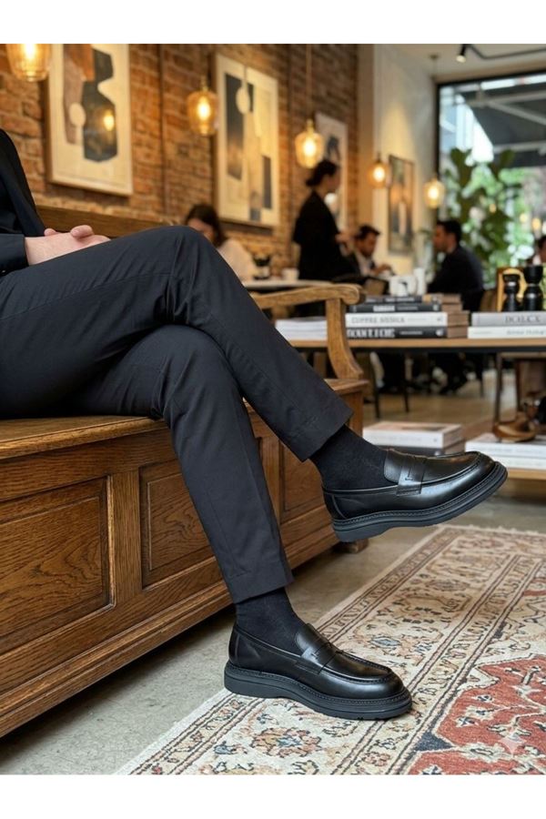VELARO CASUAL DERİ AYAKKABI (SİYAH BAĞCIKSIZ)