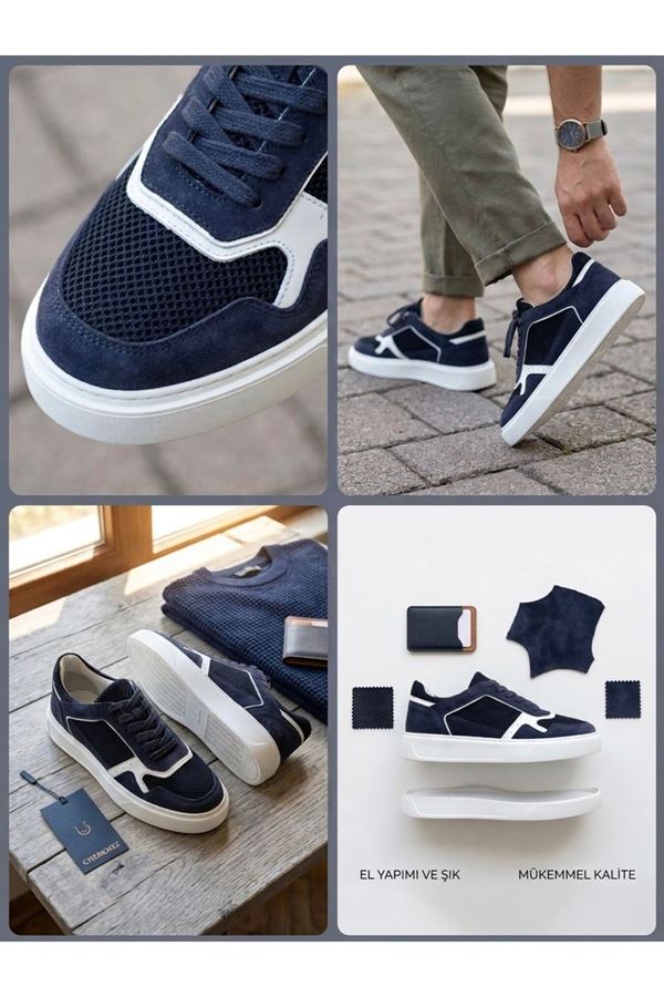 EasyWalk LACİVERT SÜET DERİ SNEAKERS 