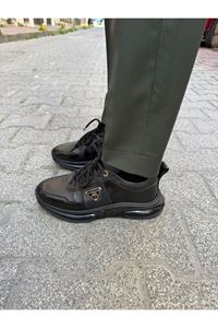 KONFORT TABAN DERİ SPOR AYAKKABI (SİYAH)