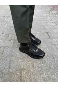 KONFORT TABAN DERİ SPOR AYAKKABI (SİYAH FİLELİ)