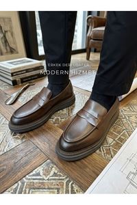 VELARO CASUAL DERİ AYAKKABI (KAHVERENGİ BAĞCIKSIZ) 